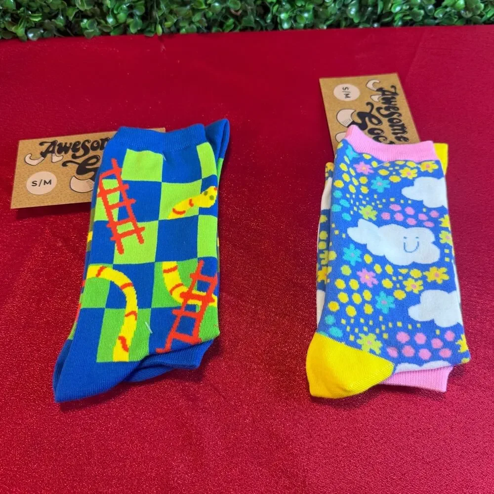 Bundle  2 New Awesome Socks Club Crew Socks 
